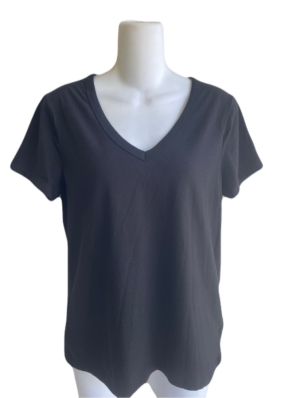 GAP Black V-Neck T-Shirt Short Sleeve Woman's Small 100% Cotton Soft New